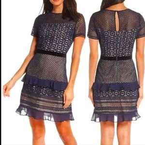 Nordstrom Chelsea28 Velveteen Belt Lace Sheath Dress